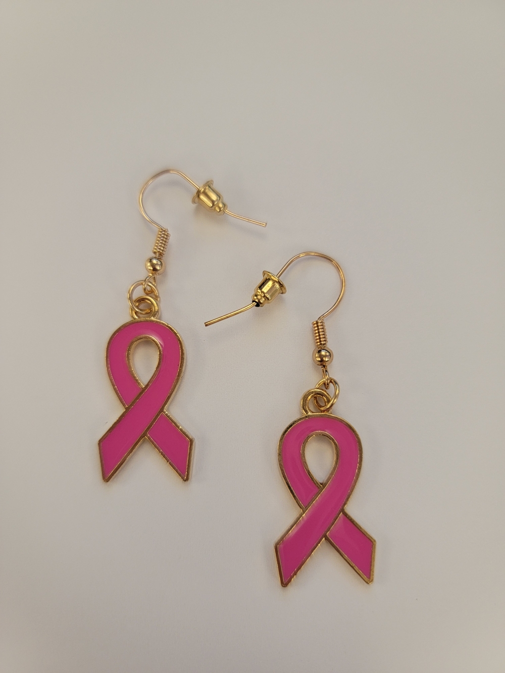 Pink Ribbon Dangle Earrings
